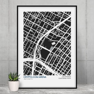 Impressão do mapa do Los Angeles Kings Stadium - Cores do time - Mapa artístico do NHL Stadium - Pôster com qualidade de museu - Entrega rápida - Tamanhos diferentes