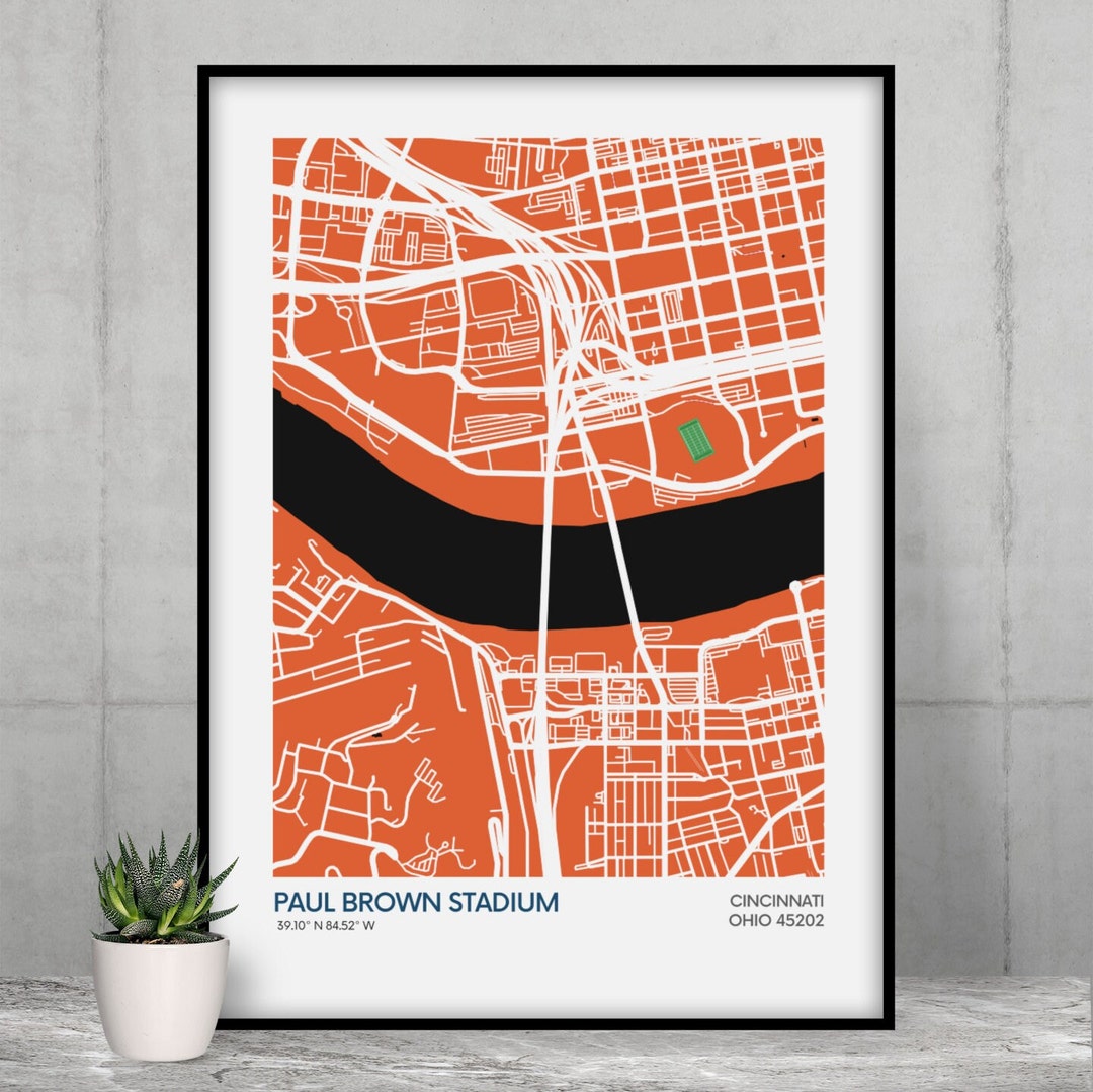 Cincinnati Bengals Stadium Map Print Team Colours NFL Stadium Art Map ...