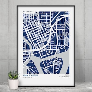 Tampa Bay Lightning Stadium Map Print - Teamfarben - NHL Stadium Art Map - Poster in Museumsqualität - Schnelle Lieferung - Verschiedene Größen
