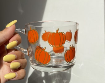 Glass Pumpkin Mug - Pumpkin Tableware - Pumpkin Mug Glass - Pumpkin Mug - Fall Mug - Fall Mug - Fall Glass - Tea Glass