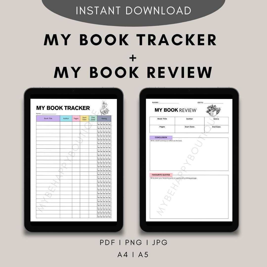 Reading Tracker + Book Review Template Set – Digital Download for ...