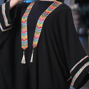 Black Abaya with colorful stips