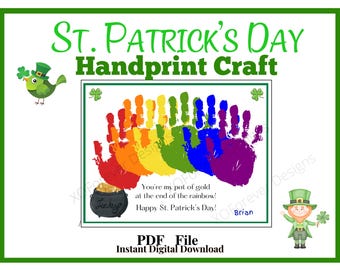 St Patrick Handprint | Rainbow Handprint | Preschool Activity | Homeschool | Keepsake Art | St Patricks Poem | Lucky Handprint | DIY Crafts