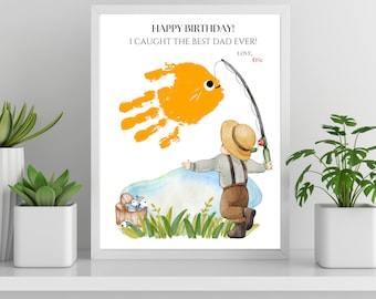 Alles Gute zum Geburtstag Papa | Geburtstagsfischer | Papa Geschenk vom Kind | 1. Mal Papa Geschenk | Bonus Papa Geschenk | Papa Handabdruck | Papa Andenken | Papa Angeln