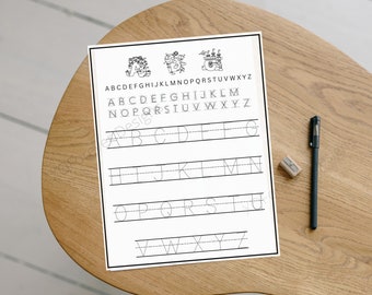 Fichas de trabajo para trazar el abecedario / Trazado del alfabeto / Fichas de trabajo para trazar / Libro de actividades / Fichas de trabajo para preescolar / Actividades del alfabeto /