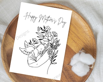 Tarjeta del 1.er Día de la Madre / Pérdida de un hijo / Tarjeta del Día de la Madre / Tarjeta de duelo / Recuerdo de mamá / Tarjeta imprimible para mamá / Tarjeta del Día de la Madre con boceto
