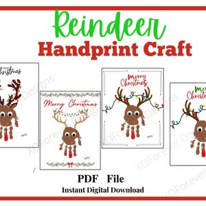 Reindeer Handprint | Christmas Handprint | Reindeer Craft | Christmas Preschool | Homeschool | Keepsake Art | Christmas Printable