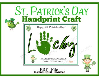 St Patrick's Day Handprint | Preschool Activity | Handprint Art | Keepsake Art | St Patricks Poem | Lucky Handprint | St Patrick's DIY Craft