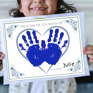 Huella de mano de abuelos en español / Día de los abuelos / Feliz día de los abuelos / Huella de mano hecha a mano / Manos pequeñas / Arte con huella de mano / Huella de mano de recuerdo