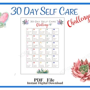 30 Day Self Care Challenge | Self Care | Self Help | Printable PDF | Wellness Planner | Mindfulness | Self Care Calendar | Relaxation Chart