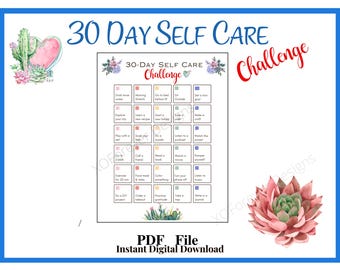 30 Day Self Care Challenge | Self Care | Self Help | Printable PDF | Wellness Planner | Mindfulness | Self Care Calendar | Relaxation Chart