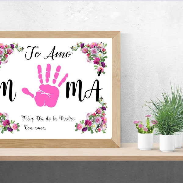 Cadeau espagnol pour la fête des mères | Regalo Para Mama | Artisanat d'empreintes de main | Dia de la Madre | Fête des Mères mexicaine | Art d'empreinte de main | Empreinte de main de maman