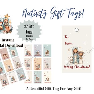 Nativity Gift Tags, Printable Gift Tags, Religious Gift Tags, Holiday Gift Tags, Instant Download Tags, Family Gift Tags, Gift Exchange Tags
