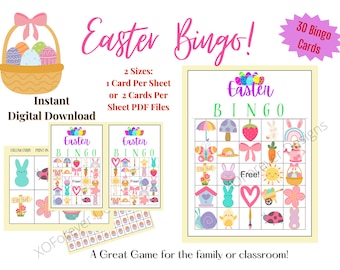 Easter Bingo Game, Instant Easter Bingo Game, Classroom Game, Easter Bingo Card Game, Easter Bingo, Family Game Night, Easter Game