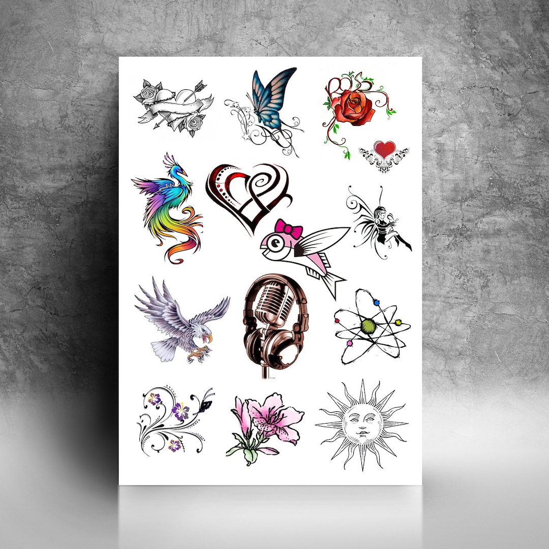 Personalised Temporary Tattoos Full A4 Sheet. Upload Any Graphics And