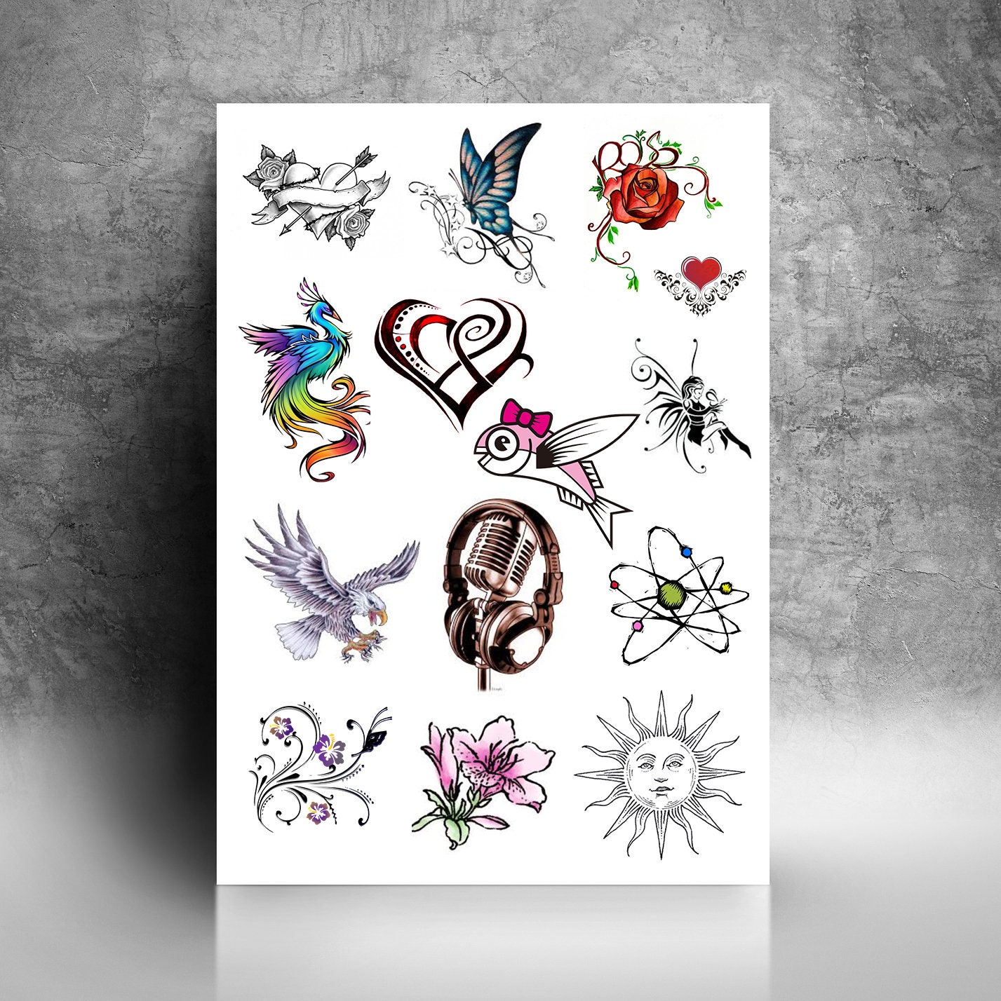 Personalised Temporary Tattoos Full A4 Sheet. Upload Any Graphics And/or Text Etsy