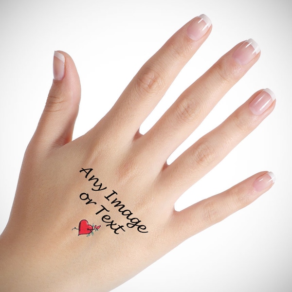 Tatuajes de mano temporales personalizados: cargue cualquier gráfico, ideal para fiestas