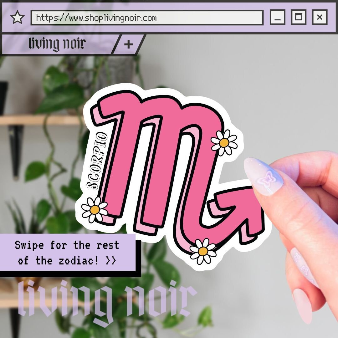 Zodiac Retro Daisies Sticker, Y2k Zodiac, Daisies and Flowers, Colorful Zodiac Sticker, Zodiac