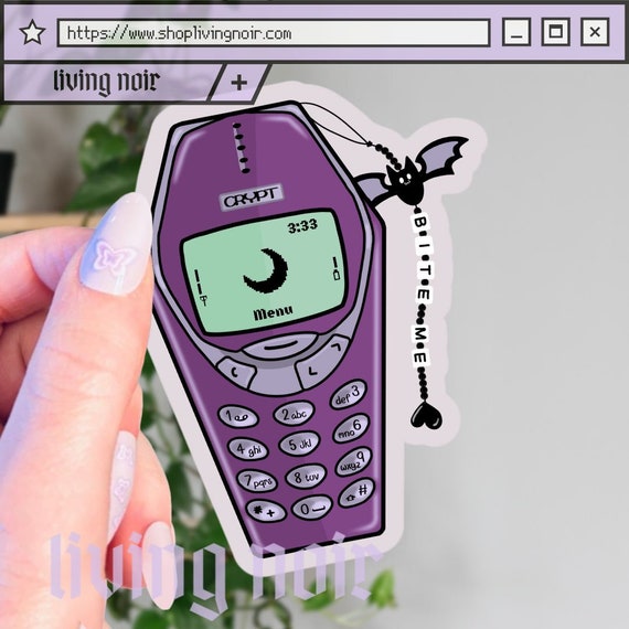 Sticker pour téléphone Nokia cercueil gothique kawaii des années 90,  autocollant de l'an 2000, gothique pastel, nostalgie, téléphone vampire,  chauve-souris kawaii, mords moi, breloque pour téléphone portable -   France