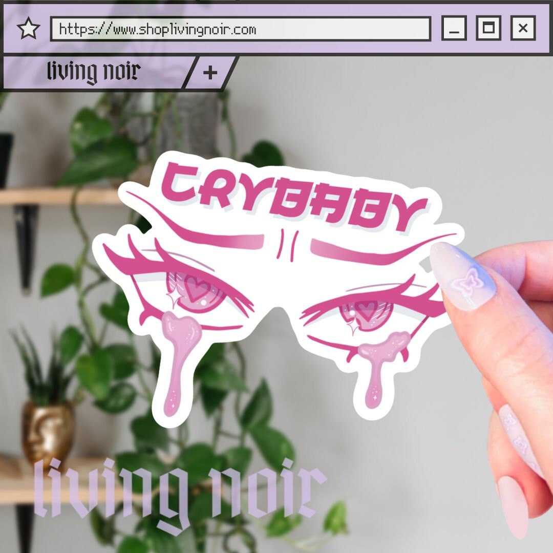 Crybaby Anime Eyes Sticker, Anime Eyes Sticker, Crying Eyes Sticker, Pink Aesthetic Sticker