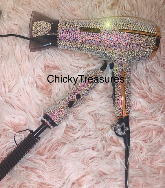 Bling Bling Blow Dryer, Straightening Comb, Bedazzled, Customized Hair Tools,  Swavarski Hair Style, Diamond Hot Comb, Flawless, Secret Santa - Etsy