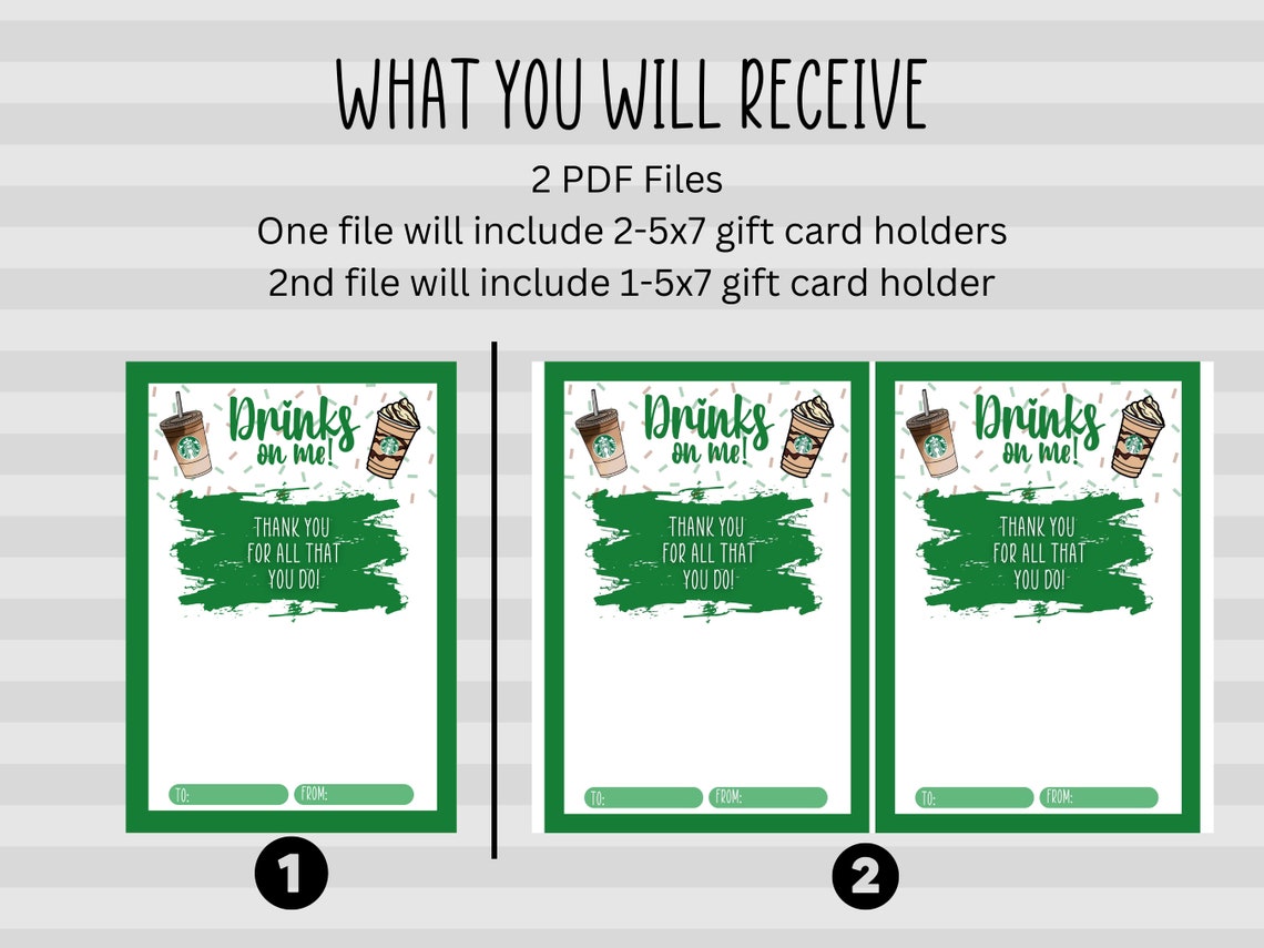 Thank You Starbucks Coffee Gift Card Holder, PDF Digital Download - Etsy