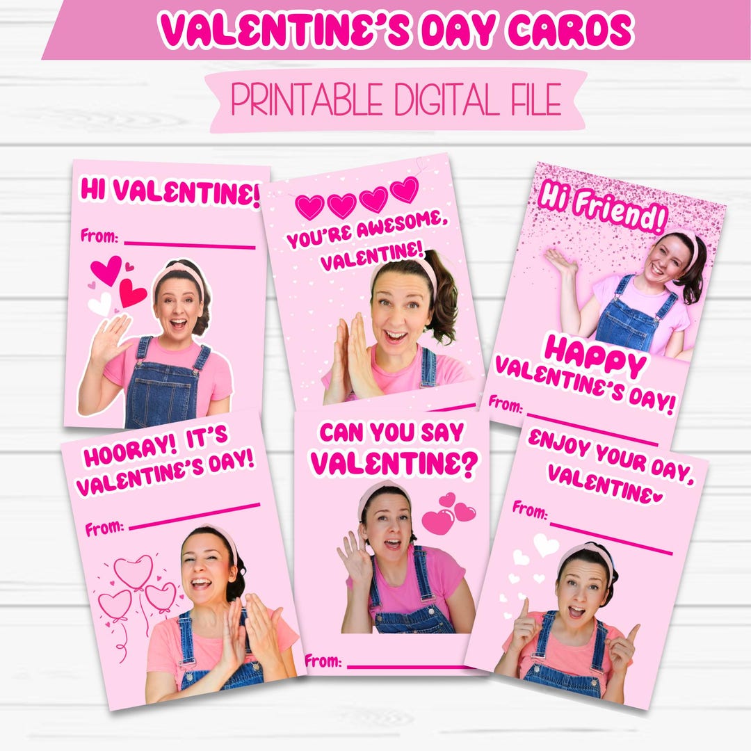 Ms Rachel Valentine's Day Cards, School Valentine Cards, Pink, PDF ...