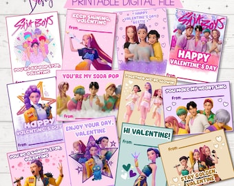 Kpop Demon Hunters Valentine's Day Cards, School Valentine Cards, PDF Printable