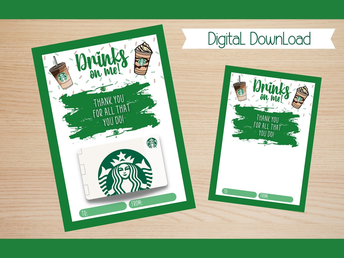 Thank You Starbucks Coffee Gift Card Holder, PDF Digital Download - Etsy