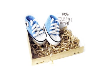 Crochet Baby Converse Darc Blue  Newborn Booties New mom gift Crochet baby boys