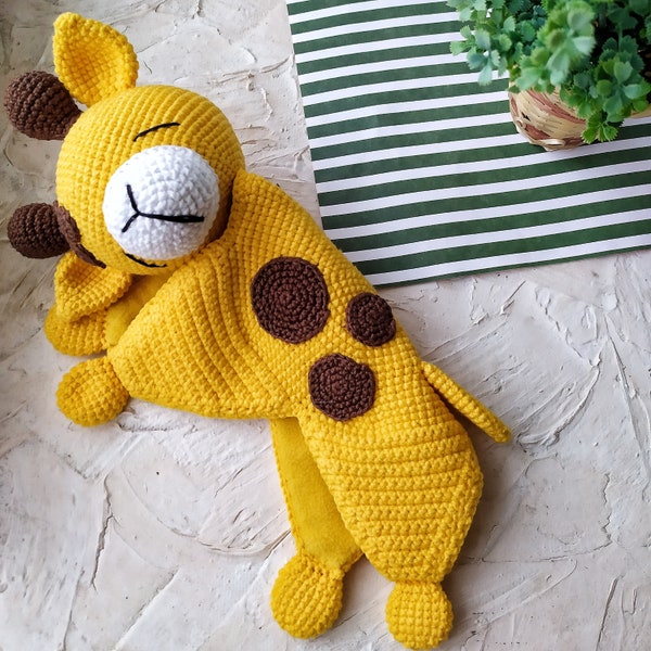 Modèle au crochet Couverture de sécurité pour bébé Modèle de jouet girafe Nouveau-né Lovey Pattern Giraffe Amigurumi