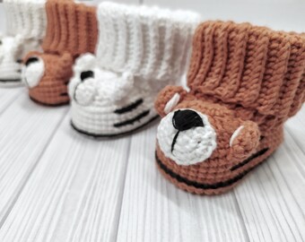 Crochet Guffed Tiger booties PATTERN Baby crochet pattern Boots Tigerpattern