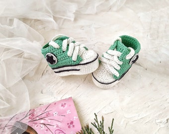 Crochet Converse booties Mint boots Baby crochet Sneakers  Baby shower Gift Announcement