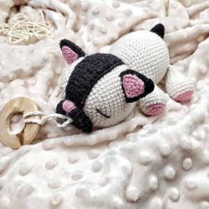 Crochet pattern dog Baby Pacifier holder toy pattern Newborn French Bulldog Pattern Puppy Amigurumi