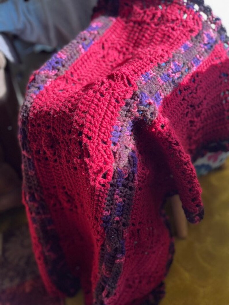 Crocheted Lap Robe Lap Robe Royal Gem Tones and Cranberry Throw Lap Robe - Etsy