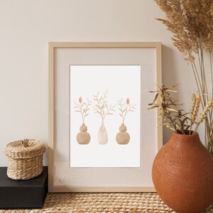 Abstract Vase Print, Modern Pottery print, Digital Download, Plant Wall Art, Boho Wall Print, Minimalist Print, Still Life Art