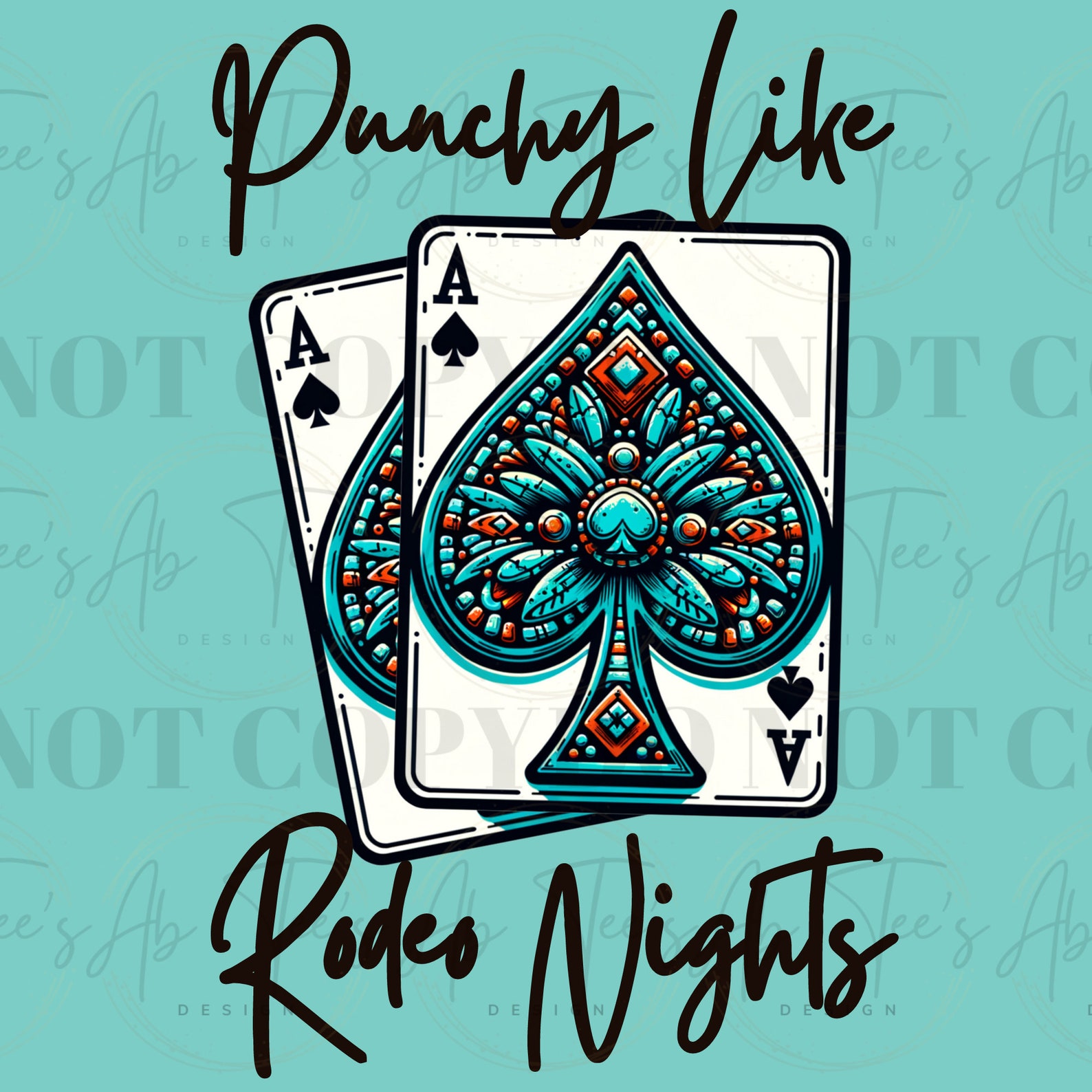 Spade Rurquose Punchy Western Ace of Spades Cards Retro Rodeo Ranch Turquoise Navaho ...