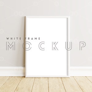 A4 weißer Rahmen Boden Mockup / modernes digitales Mockup / Minimal Holz gerahmt / Kunst Display / vertikale Rahmen Vorlage / PNG JPG PSD Smart Objekt /