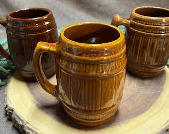 Roll out the barrel! Vintage barrel mug for your ice cold beer or even a hot drink! Three different mugs to choose from.