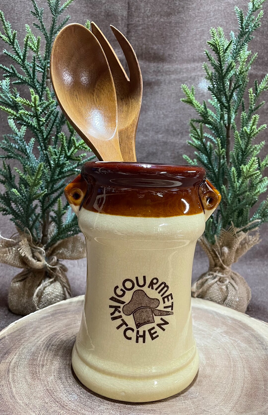 1970’s Utensil Caddy/ Crock “gourmet Kitchen” in Earth Tone Colors. - Etsy