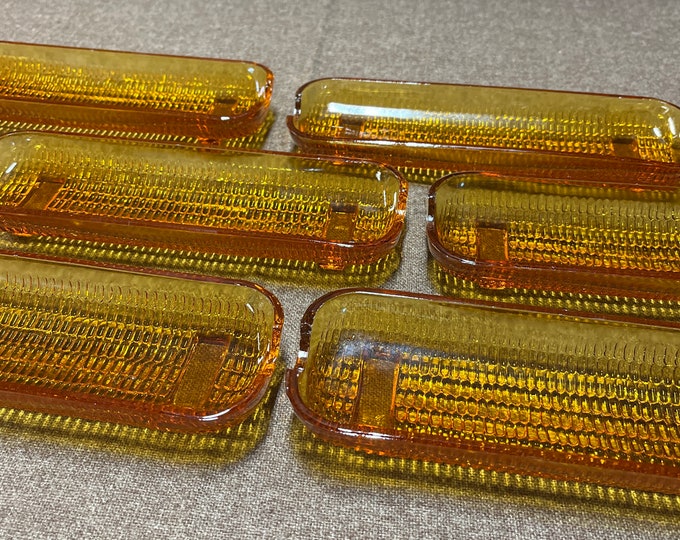 Rare Amber Glass Corn Holders / Dishes by Tiara Indiana Glass in a Set