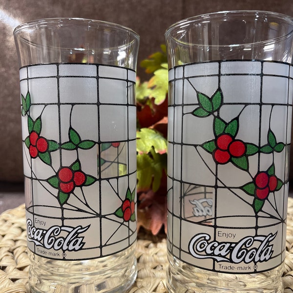 Coca-Cola stained glass look glasses in a set of 2