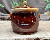 RARE HULL Salt Cellar Spice Crock in Brown Drip Glaze