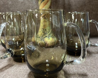 Vintage handled glasses in a Smokey Brown in a set of 4