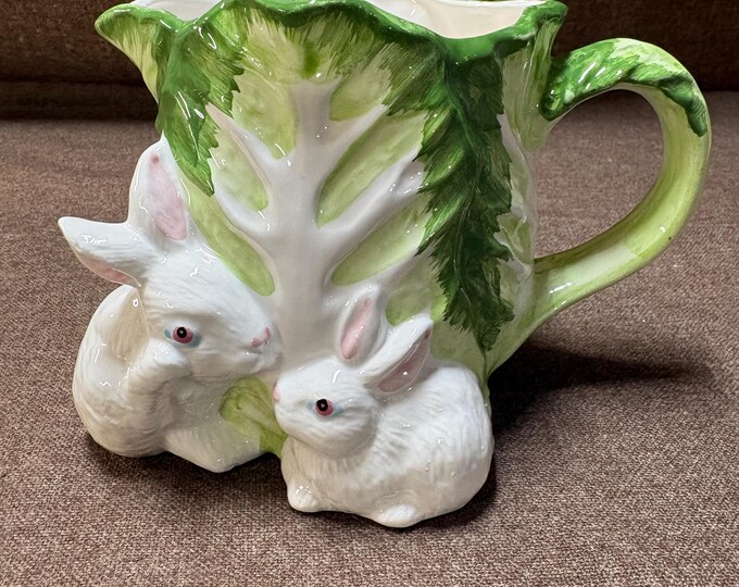 Vintage Ceramic Bunny Pitcher - Etsy