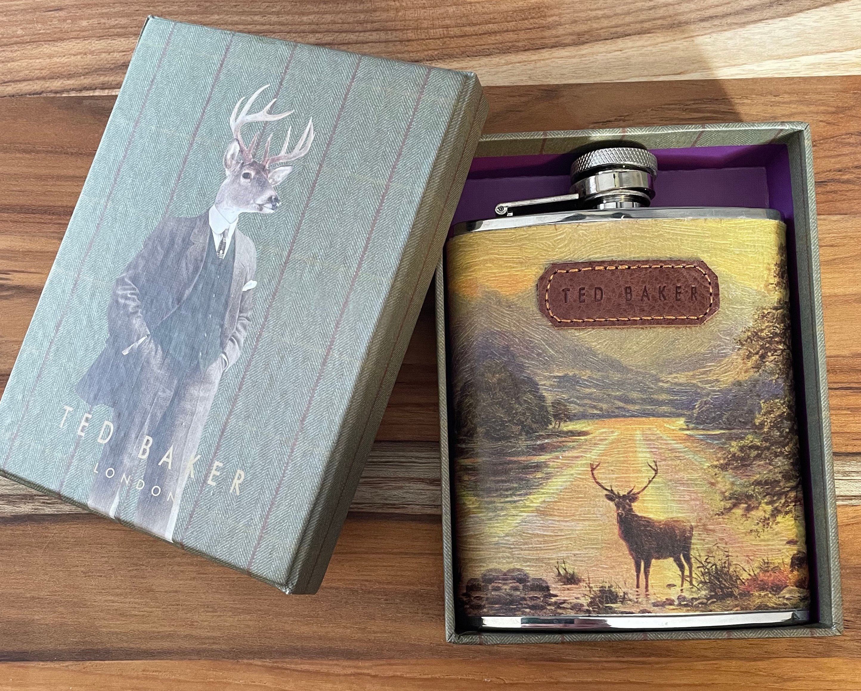 ted baker hip flask with shot cups