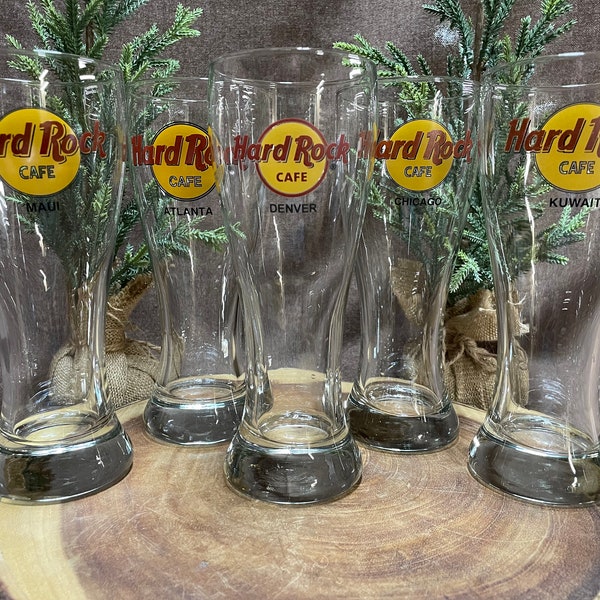 Hard Rock Cafe Pilsner Beer Glasses from all around the world!