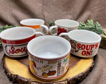 Nostalgic Fun Soup Bowls / Chili Bowls / Mugs. Vintage 70’s-80’s