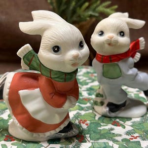 Holiday Figurines Skating Rabbits Kissing Angels PLUS Winter