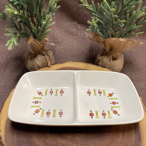 Mid-Century divided serving bowl/ tray with geometric designs